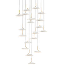  RYP-C19-SW-MWG - Royyo Pendant (Circular with 19 pendants), Matte White with Gold accent, Matte White Canopy